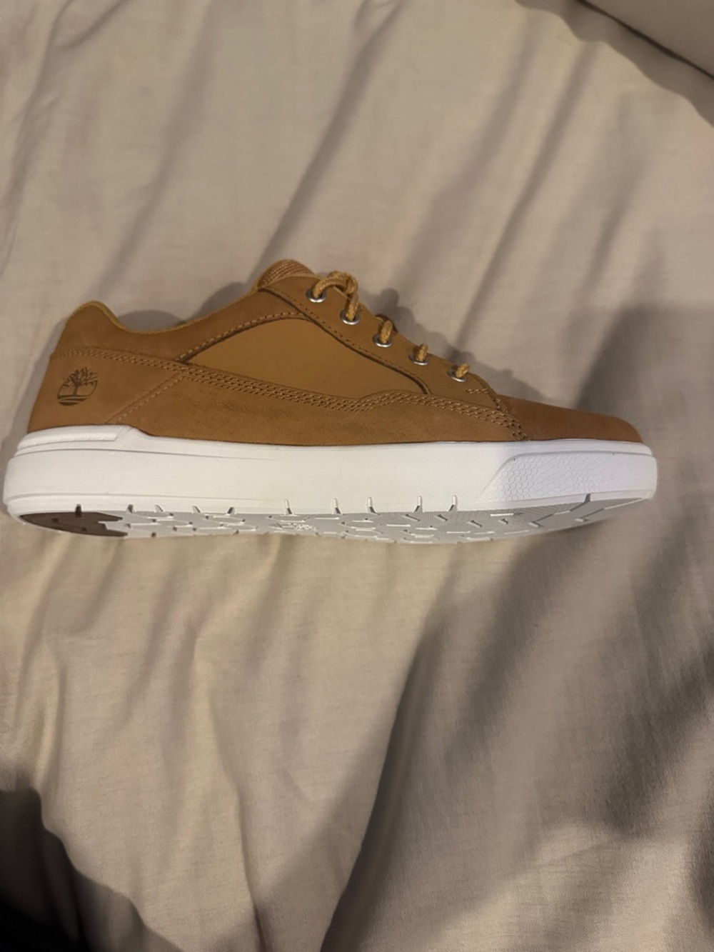 Timberland Men's Tan Smooth Leather Low-Top Sneakers